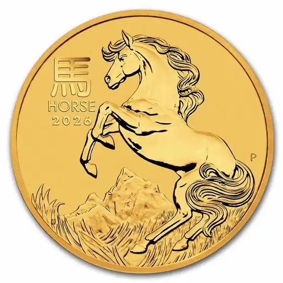 Autentyczny Lunar Series III Horse 1/4 troy ounce gouden munt 2025 - Goudverzekerd