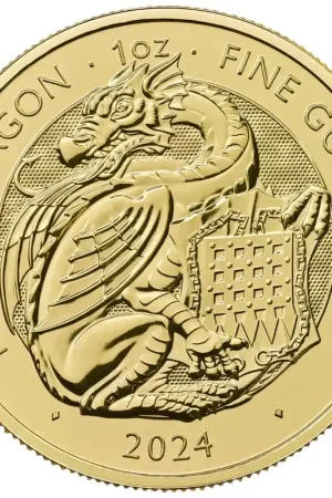 Bezpieczna płatność Tudor Beasts: #5 Tudor Dragon 1 troy ounce gouden munt 2024 - Goudverzekerd