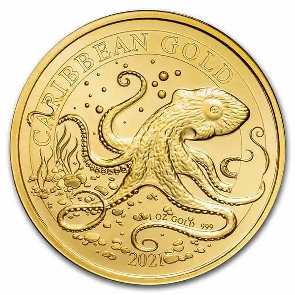 Popularny Barbados Octopus 1 troy ounce gouden munt 2021 - Goudverzekerd