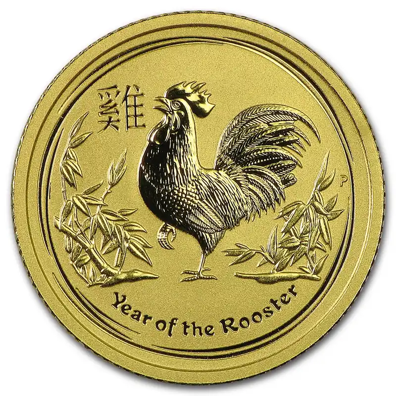 Popularny Lunar Haan 1/10 troy ounce gouden munt 2017 - Goudverzekerd