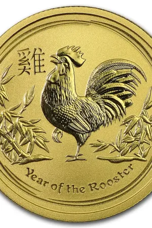 Lunar Haan 1/4 troy ounce gouden munt 2017 - Goudverzekerd Bezpieczna płatność