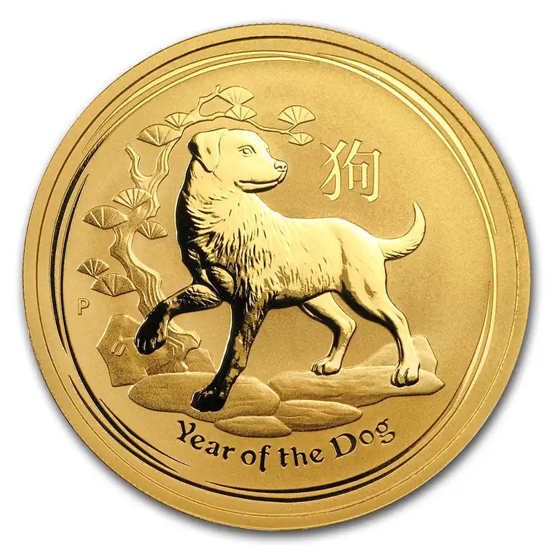 Wysoka jakość Lunar Hond 1 troy ounce gouden munt 2018 - Goudverzekerd