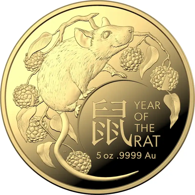 Ostatnia szansa Lunar Mouse RAM 5 troy ounce gouden munt 2020 - Goudverzekerd