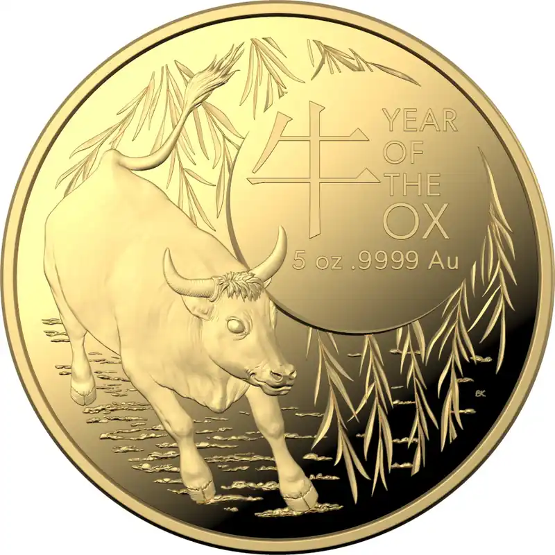 Promocja Lunar Ox RAM 5 troy ounce gouden munt 2021 - Goudverzekerd