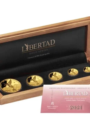 Ostatnia szansa Mexican Libertad 5-Coin gouden Proof Set 2021 - Goudverzekerd