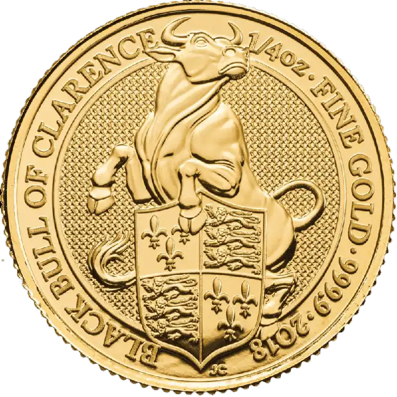 Queens Beasts Black Bull 1/4 troy ounce gouden munt 2018 - Goudverzekerd Wysoka jakość
