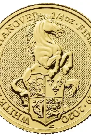 Queenst Beasts #9 White Horse 1/4 troy ounce gouden munt 2020 - Goudverzekerd Autentyczny