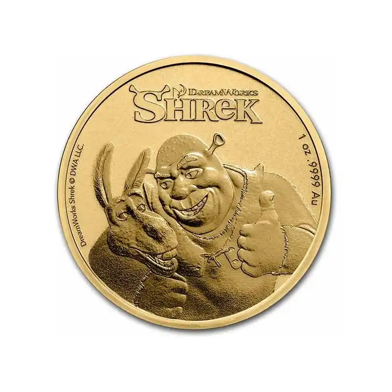 Shrek 20th Anniversary 1 troy ounce gouden munt 2021 kopen Rabat