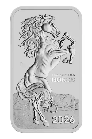 Lunar Rectangular Horse 1 troy ounce zilveren munt 2026 - Goudverzekerd Rabat