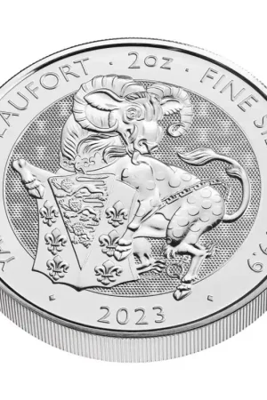 Tudor Beasts: #2 Yale of Beaufort 2 troy ounce zilveren munt 2023 - Goudverzekerd Tani