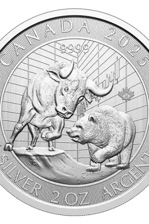 Canada Bull & Bear 2 troy ounce zilveren munt 2025 - Goudverzekerd Premium