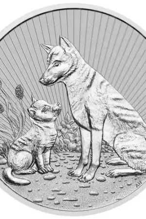 Popularny Australian Dingo & Baby Piedfort 2 troy ounce zilveren munt 2022 - Goudverzekerd