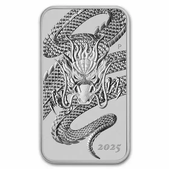 Oferta Dragon 1 troy ounce Rectangular zilveren munt 2025 - Goudverzekerd