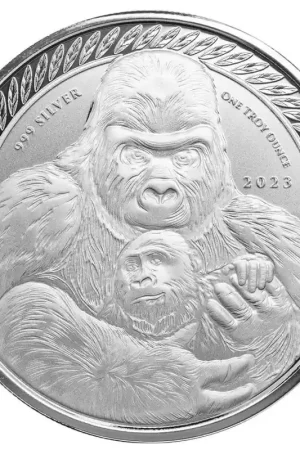 Republic of Congo Silverback Gorilla 1 troy ounce zilveren munt 2023 - Goudverzekerd Popularny