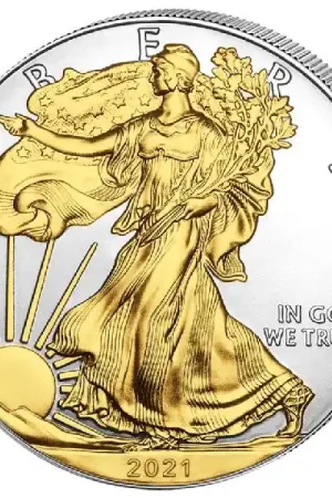 American Eagle 1 troy ounce zilveren munt goud gekleurd 2021 - Goudverzekerd Zwrot pieniędzy