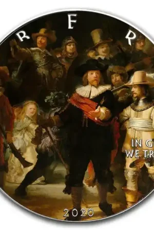 Autentyczny American Eagle Rembrandt Nachtwacht 1 troy ounce zilveren munt 2020 - Goudverzekerd