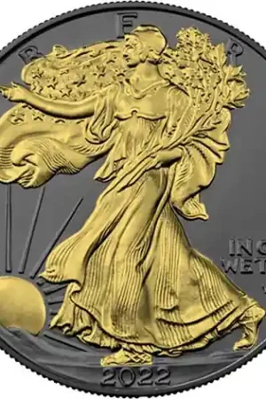 American Eagle Ruthenium 1 troy ounce zilveren munt goudgekleurd 2022 - Goudverzekerd Szybka dostawa