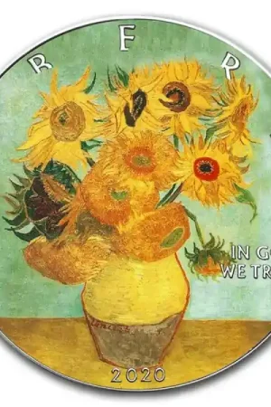 American Eagle Vincent van Gogh Sunflower 1 troy ounce zilveren munt 2020 - Goudverzekerd Szybka dostawa