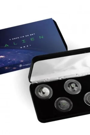 Ekspresowa dostawa Ghana Alien 4 x 1/2 troy ounce zilveren munt set 2021 - Goudverzekerd