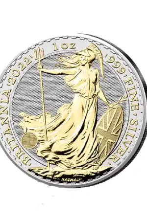 Oferta Britannia 1 troy ounce zilveren munt goud gekleurd 2022 - Goudverzekerd