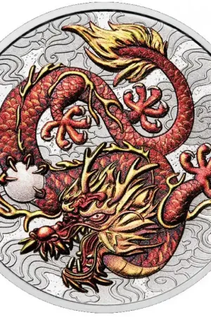 Popularny Chinese Myths & Legends: Dragon 1 troy ounce zilveren munt 2021 Coloured - Goudverzekerd