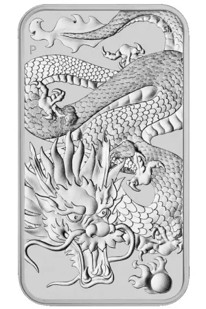 Dragon 1 troy ounce Rectangular zilveren munt 2022 - Goudverzekerd Promocja