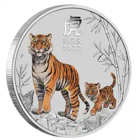 Wyprzedaż Lunar Series III Tiger 1 troy ounce zilveren munt Coloured 2022 - Goudverzekerd
