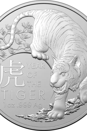 Lunar Tiger RAM 1 troy ounce zilveren munt 2022 - Goudverzekerd Premium