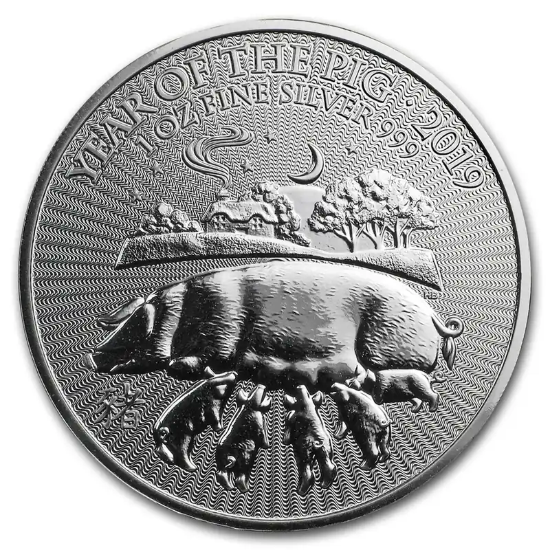 Najlepsza cena Lunar UK Year of the Pig 1 troy ounce zilveren munt 2019 kopen - Goudverzekerd