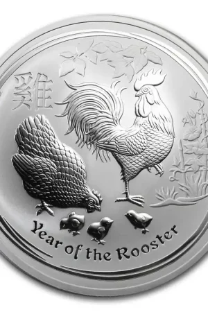 Lunar Haan 10 troy ounce zilveren munt 2017 - Goudverzekerd Autentyczny