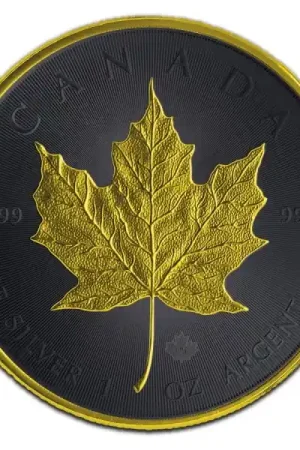 Maple Leaf 1 troy ounce Colorized zilveren munt goud gekleurd 2021 Black - Goudverzekerd Oferta
