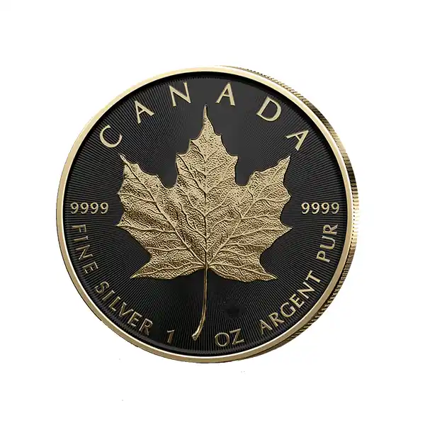 Szybka dostawa Maple Leaf Ruthenium goud gekleurd 1 troy ounce zilveren munt 2022 - Goudverzekerd