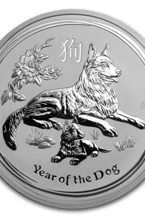 Bezpieczna płatność Lunar Hond 5 troy ounce zilveren munt 2018 - Goudverzekerd