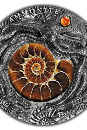 Ekspresowa dostawa Niue Ammonite Fossil Amber zilveren munt - Goudverzekerd