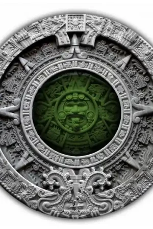 Niue Aztec Calendar Antique High Relief 2 oz zilveren munt 2019 - Goudverzekerd Niska cena