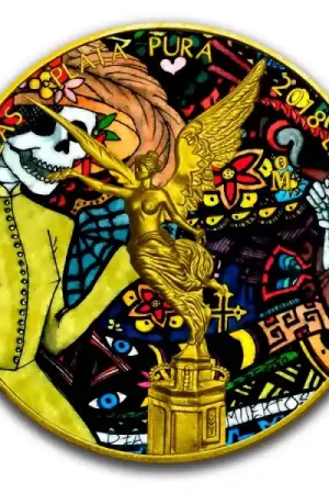 Ostatnia szansa Mexican Libertad 2 troy ounce 24k goud gekleurde zilveren munt 2018 - Goudverzekerd