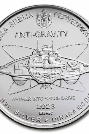 Bezpieczna płatność Nikola Tesla: Anti-Gravity 1 troy ounce zilveren munt 2023 kopen