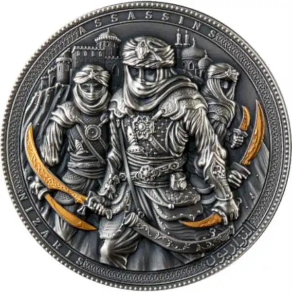Niue Nizaris Assassins Antique Finish 2 troy ounce zilveren munt 2019 - Goudverzekerd Niska cena