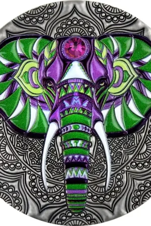 Kup teraz Niue Elephant Mandala Antique Finish 2 troy ounce zilveren munt 2019 - Goudverzekerd