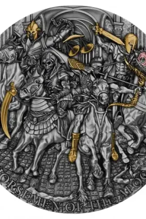 Najlepsza cena Niue Four Horsemen of Apocalypse 5 troy ounce zilveren munten 2022 - Goudverzekerd