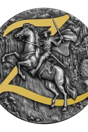 Niue Zorro High Relief Antique Finish 2 troy ounce zilveren munt 2021 - Goudverzekerd Oryginalny
