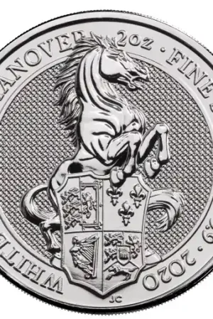 Wysoka jakość Queens Beasts White Horse 2 troy ounce zilveren munt 2020 - Goudverzekerd