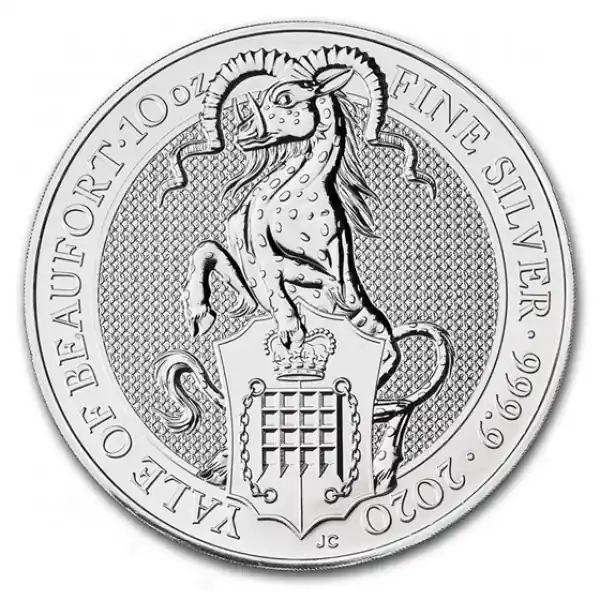 Queens Beasts Yale 10 troy ounce zilveren munt 2020 - Goudverzekerd Autentyczny