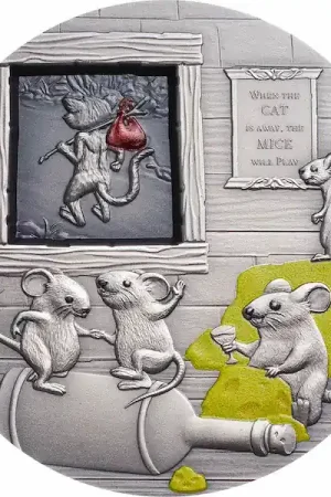Promocja Proverbs #1 Cat & Mice 2 troy ounce zilveren munt 2020 - Goudverzekerd