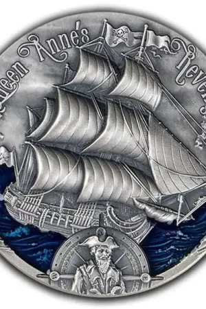 Premium Queen Anne's Revenge Golden Age of Sail 2 troy ounce zilveren munt - Goudverzekerd