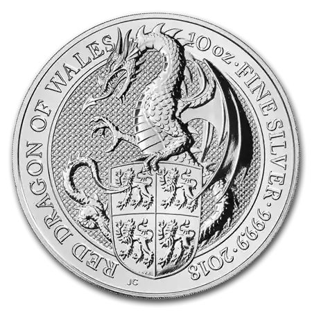 Queens Beast Dragon 10 troy ounce zilveren munt 2018 - Goudverzekerd Promocja