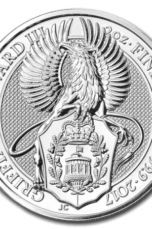 Niska cena Queens Beast Griffin 2 troy ounce zilveren munt 2017 - Goudverzekerd