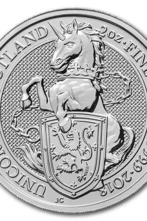 Queens Beast Unicorn 2 troy ounce zilveren munt 2018 - Goudverzekerd Rabat