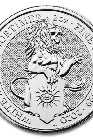 Nowość Queens Beast White Lion 2 troy ounce zilveren munt 2020 - Goudverzekerd