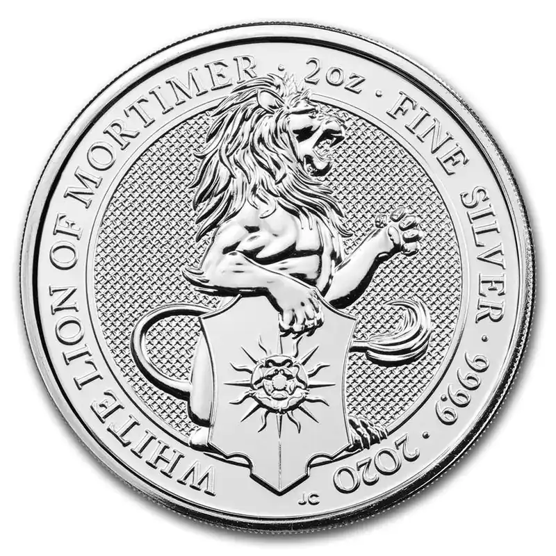 Nowość Queens Beast White Lion 2 troy ounce zilveren munt 2020 - Goudverzekerd